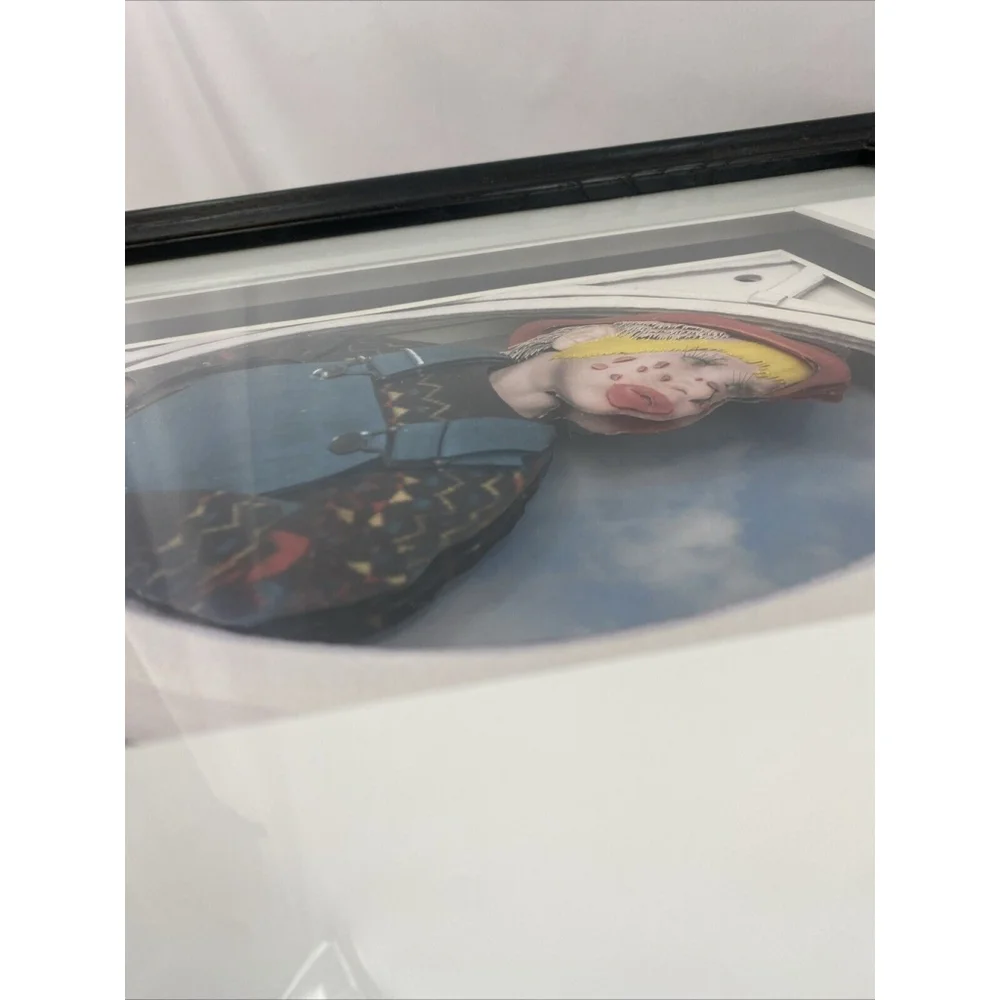 3D Paper Art Sculpture Picture Child With Clown Makeup 2003 Realistic Signed - Picture 3 of 15